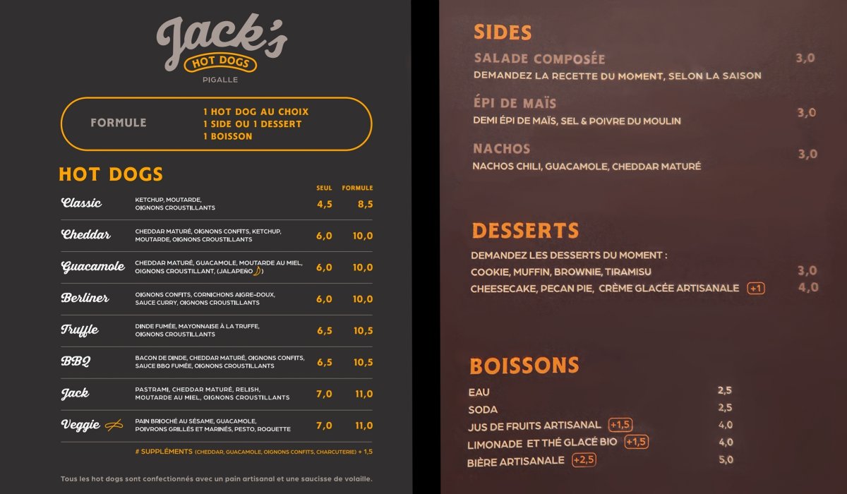 Restaurant Amricain  Paris Jack's Hot Dogs | Prix doux !