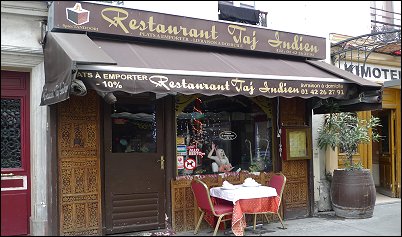 Panoramique du restaurant Taj Indien à Paris