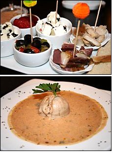 Photo restaurant paris Le 28 - L'assortiment de Tapas et le Gaspacho.