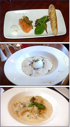 Photo restaurant paris Les Alchimistes - Amuse bouche, Oeuf de Poule mollet et Ravioles de Langoustines