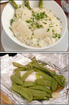 Photo restaurant paris L'ArchiToque - Risotto aux asperges et Bar en papillote aux petits légumes