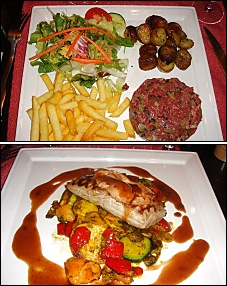 Photo restaurant paris Au Gros Caillou - Tartare au couteau et Pavé de thon Rossini