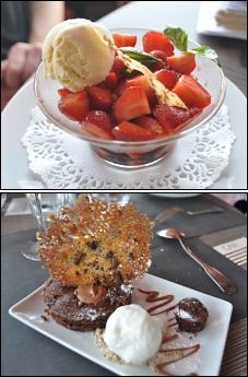 Photo restaurant paris Le Cap S�guin - Fraises Mozzarella-cerise et Biscuit chocolat