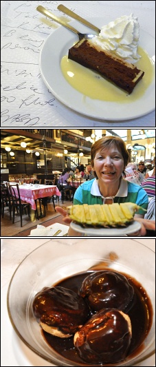 Photo restaurant paris Chartier - Gateau au chocolat, ananas frais et profiterolles