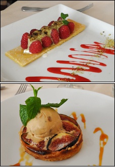 Photo restaurant paris Le Clocher Pereire - Croustillant de framboise et tarte aux figues