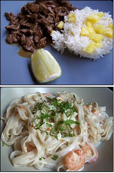 Photo restaurant paris Les Cop's - Crevettes saut�es & Beefsteak Tagalog