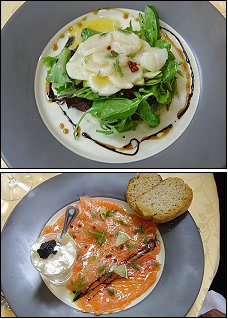 Photo restaurant paris A La Fr�gate - Saumon cru et Saint Jacques