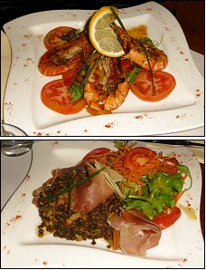 Photo restaurant paris La Bucherie - Trio de gambas et salade de lentilles