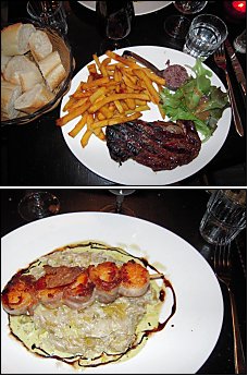 Photo restaurant paris Le Bistrot du Vin Qui Danse ! - Noix d'entrecôte d'Argentine et Brochette de Saint-Jacques