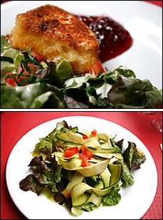 Photo restaurant paris Le Pichet - Délicieux camenbert chaud et tagliatelles aux courgettes