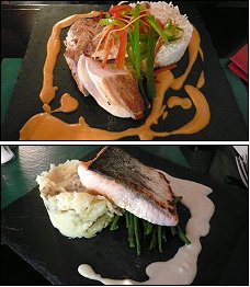 Photo restaurant paris Les Fontaines - Poulet sauce thaïlandaise et Saumon poché