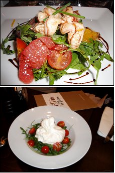 Photo restaurant paris Les Trois font la Paire - Salade de gambas et Burrata di pugliese