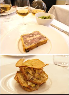 Photo restaurant paris Maxan - Terrine de venaison au foie gras et mille feuilles de pain grillé à l'huile de truffe.