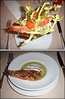 Photo restaurant paris Meating - Salade de crevette rose et crème froide de petits pois