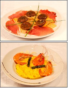 Photo restaurant paris La Perla Montorgueil - Raviolis aux figues et Risotto gambas
