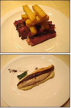 Photo restaurant paris Philippe et Jean Pierre - Noix d'entrecôte et Filet de Saint-Pierre,<br> purée à la vanille.