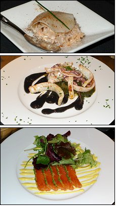 Photo restaurant paris Le Point Zéro - Amuse bouche, Calamars sautés et Sashimi