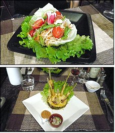Photo restaurant paris Prik Thai - Brochettes de poulet et Salade de papaye verte