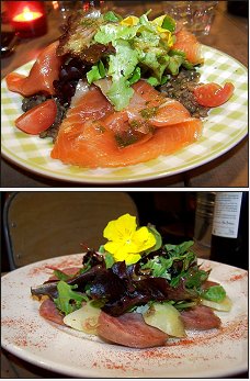 Photo restaurant paris Le Petit Resto Dans la Prairie  - Saumon ou Lentilles du Puy et saucisson chaud