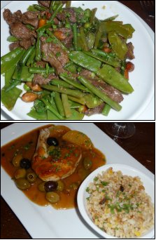 Photo restaurant paris Tellus - Eminc� de filet de bœuf aux cacahu�tes et Supr�me de volaille fermi�re aux olives et citrons