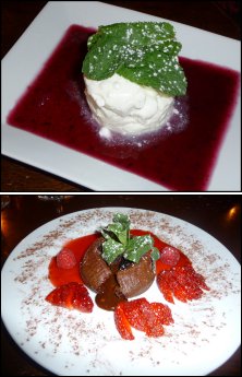 Photo restaurant paris Tellus - Faisselle au coulis de raisins noirs et Moelleux au chocolat 