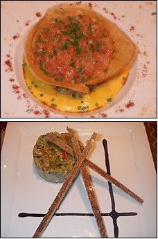 Photo restaurant paris La Villa Monceau - Tartare de saint-jacques et croustillant de Tomates � l'oeuf poch�