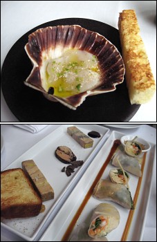 Photo restaurant paris Zebra Square - Saint-Jacques Baie de Morlaix à crue, Dégustation de Foie Gras et Galette de riz, homard et cives