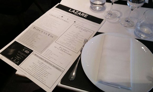 Restaurant Lazare - Le menu façon journal
