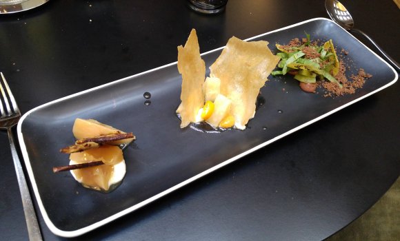 Restaurant Nubé à l'Hôtel Marignan - Coing confit au genepi avec coing séché et confiture au gingembre