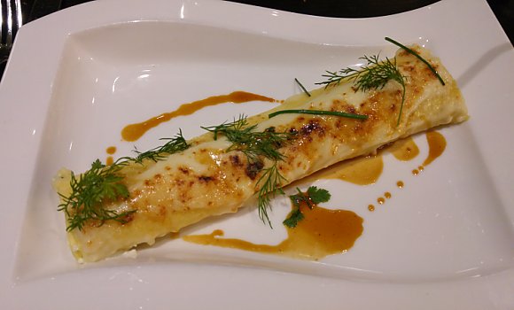 Restaurant La Villa Corse Rive Gauche - Cannellonis au brocciu fermier AOP, artichaut, jus de volaille