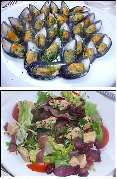 Photo restaurant paris Bistrot Montsouris - Moules farcies au beurre de Gurande<br>et Salade de gsier