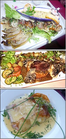 Photo restaurant paris Bistrot Montsouris - Brochette de Saint Jacques<br> Magret de canard au beurre de figue<br> Croustillant andouillette-cabillaud