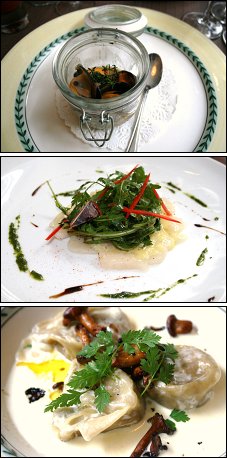 Photo restaurant paris C'est mon plaisir... - Moules de Bouchot, Carpaccio de St Jacques et Ravioles de foie gras