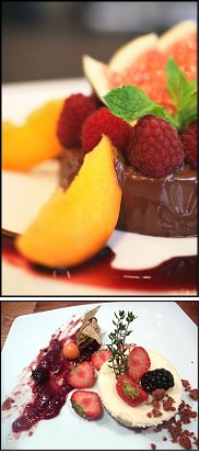 Photo restaurant paris C'est mon plaisir Montparnasse... - Poêlée de mandarines au Xérès<br>et Mi-cuit au chocolat.