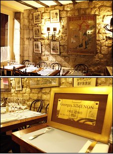 Photo restaurant paris A l'Impasse - Poutres et pierres apparentes<br>et la table du commisaire Maigret !