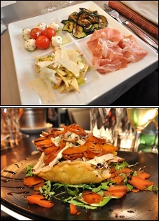 Photo restaurant paris Le Rital - Assortiment d'entrées et Panier de Parmesan bien garni
