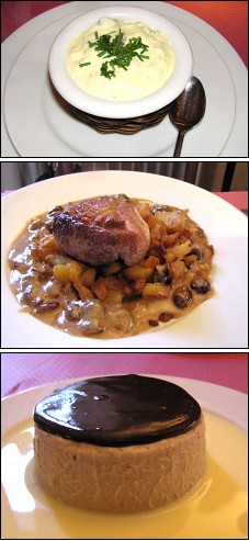 Photo restaurant paris L'Oie Cendrée - Brouillade d'oeuf aux champignons, magret de canard aux griottes, Délice à la crême de marron