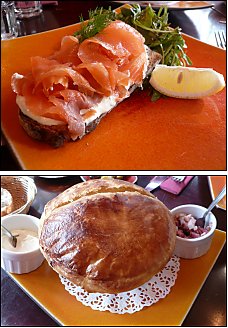 Photo restaurant paris La Rose de France - Tartine au saumon fum et Soupe de potiron