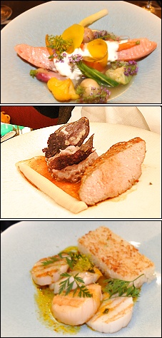 Photo restaurant paris Le Thoumieux de Jean-François Piège - Saumon confit, quasi de veau et belles Saint-Jacques